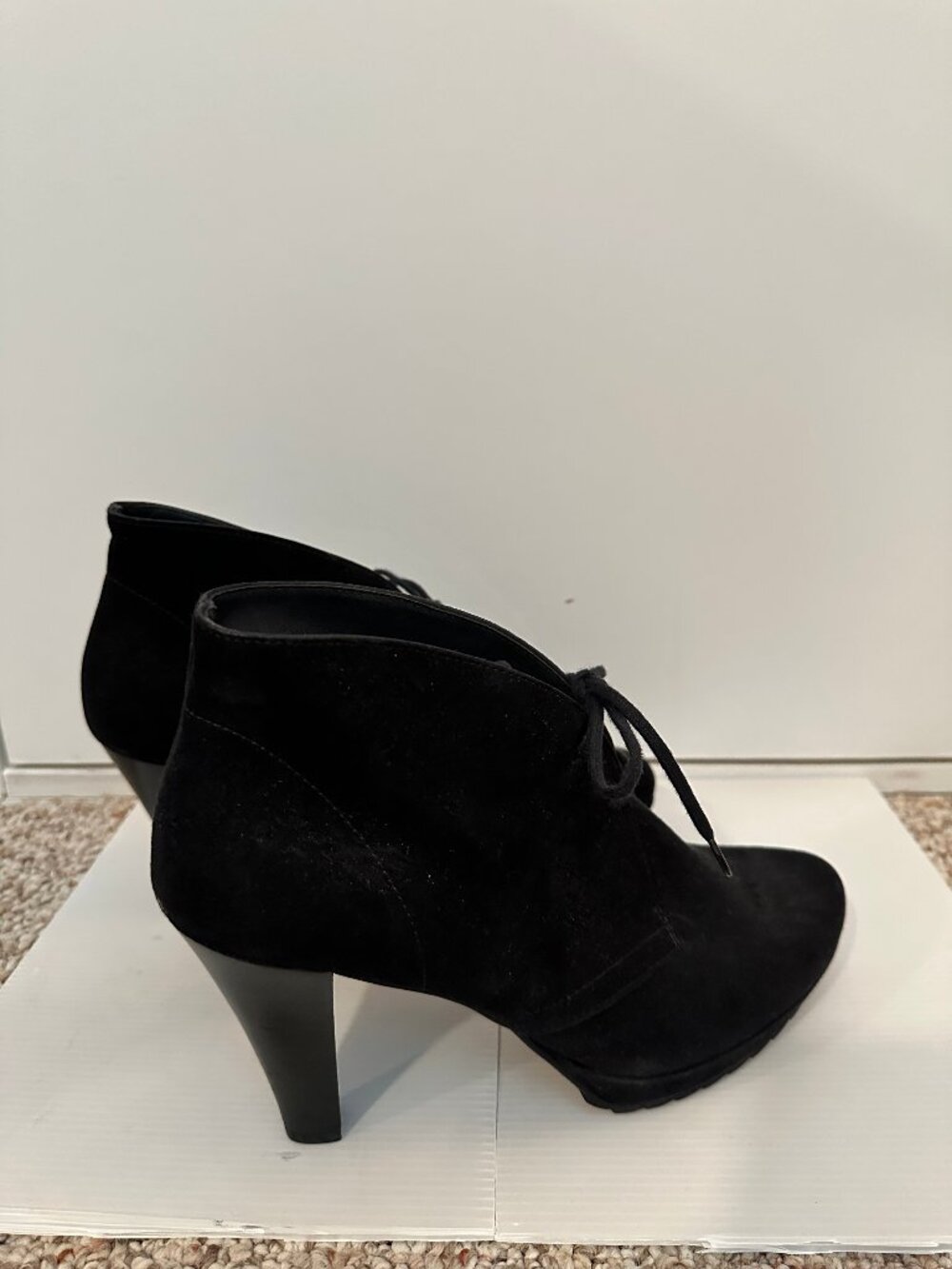 Paul Green New York Black Suede Lace-Up Platform Booties | US 9.5 (UK 7.5)